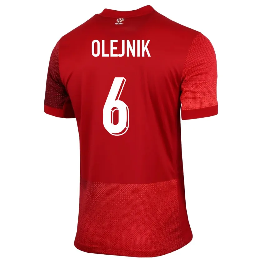Danxen Hombre Camiseta Polonia Patryk Olejnik #6 Rojo 2ª Equipación 24-26 La Camisa