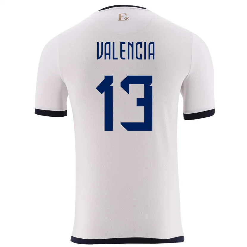 Danxen Hombre Camiseta Ecuador Enner Valencia #13 Blanco 2ª Equipación 24-26 La Camisa