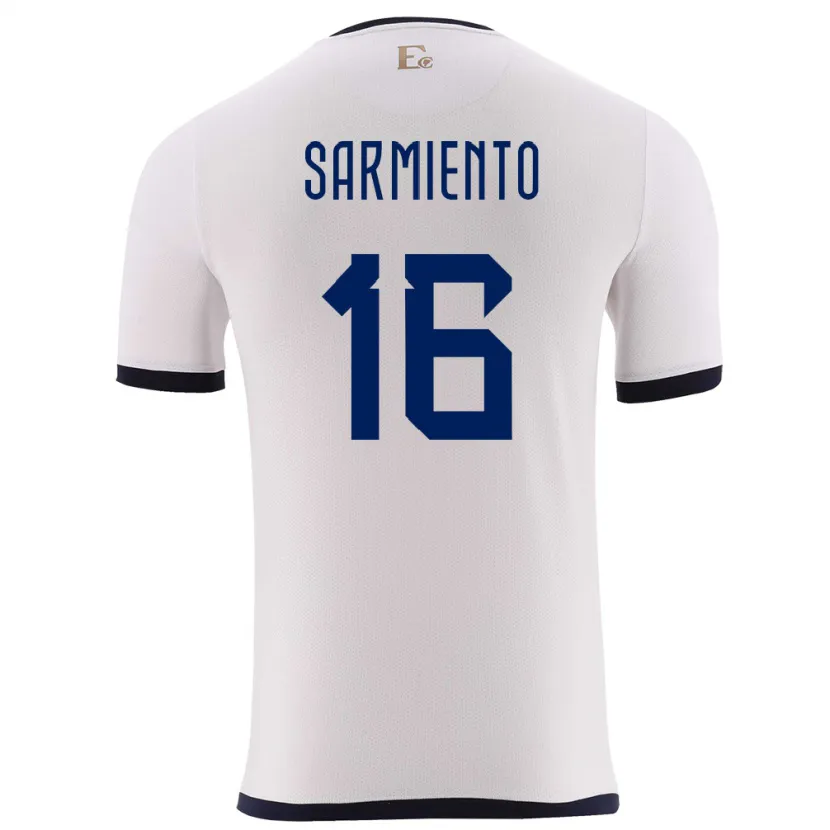 Danxen Hombre Camiseta Ecuador Jeremy Sarmiento #16 Blanco 2ª Equipación 24-26 La Camisa