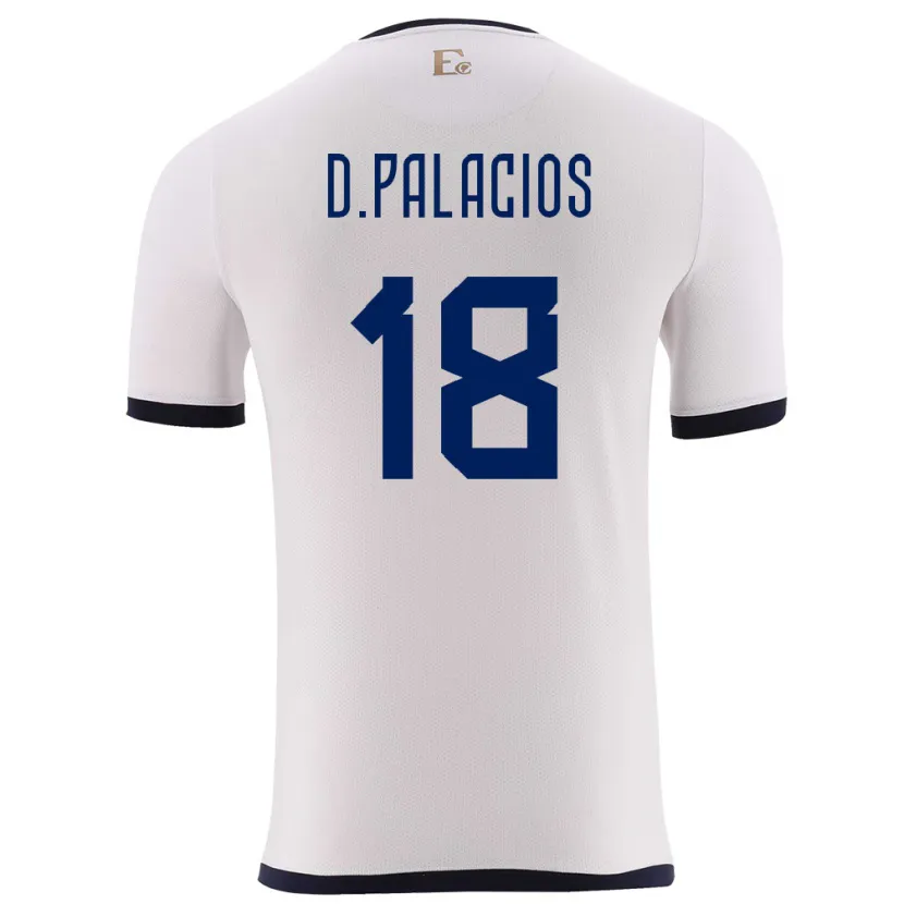 Danxen Hombre Camiseta Ecuador Diego Palacios #18 Blanco 2ª Equipación 24-26 La Camisa