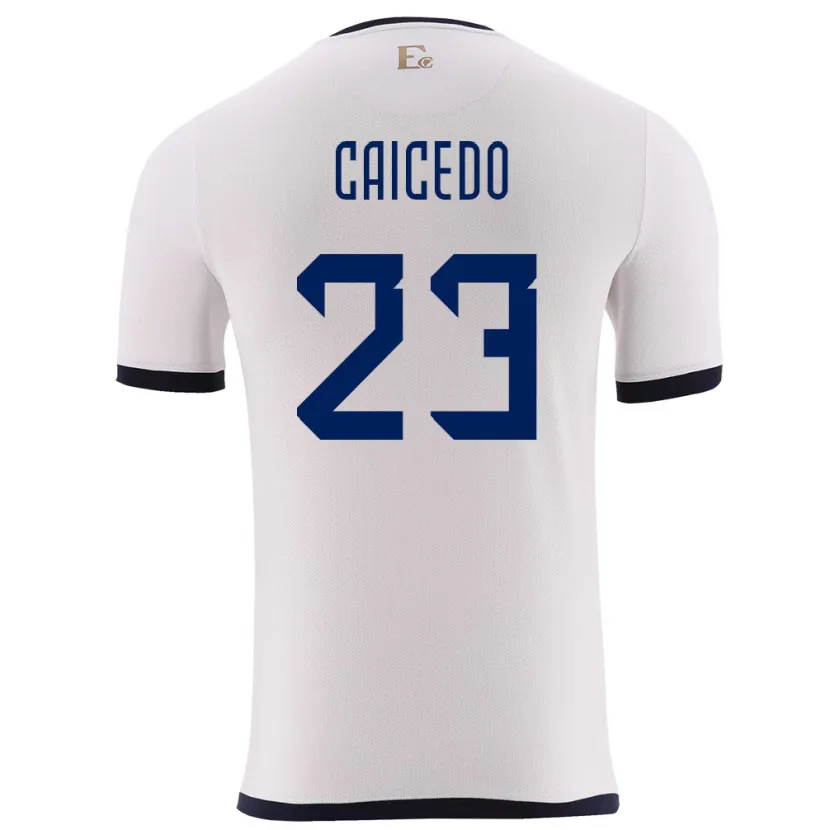 Danxen Hombre Camiseta Ecuador Moises Caicedo #23 Blanco 2ª Equipación 24-26 La Camisa