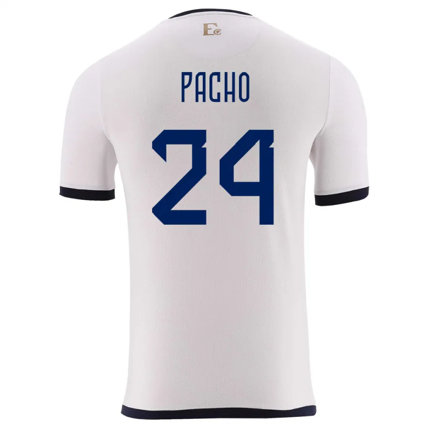 Danxen Hombre Camiseta Ecuador William Pacho #24 Blanco 2ª Equipación 24-26 La Camisa
