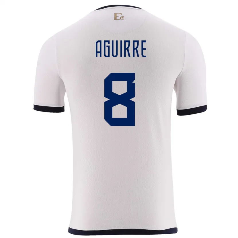 Danxen Hombre Camiseta Ecuador Marthina Aguirre #8 Blanco 2ª Equipación 24-26 La Camisa