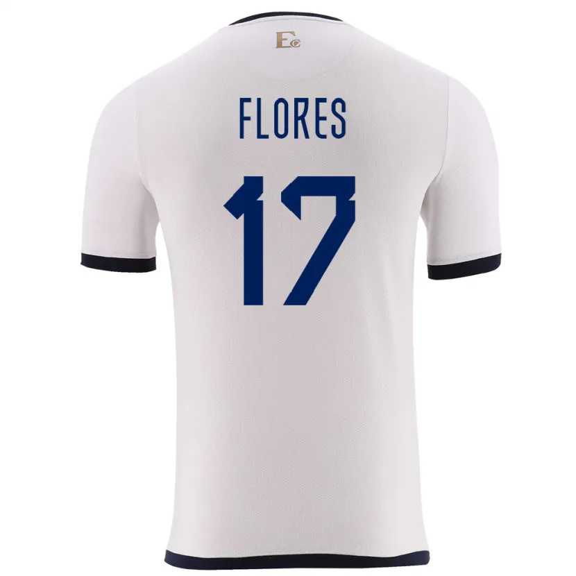 Danxen Hombre Camiseta Ecuador Karen Flores #17 Blanco 2ª Equipación 24-26 La Camisa