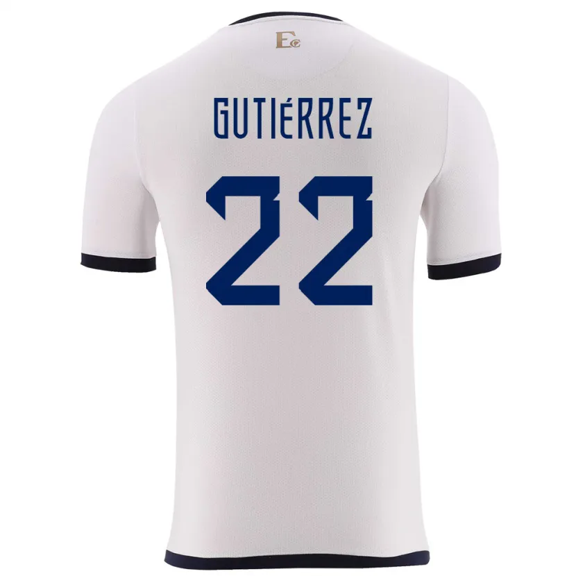 Danxen Hombre Camiseta Ecuador Melanie Gutierrez #22 Blanco 2ª Equipación 24-26 La Camisa