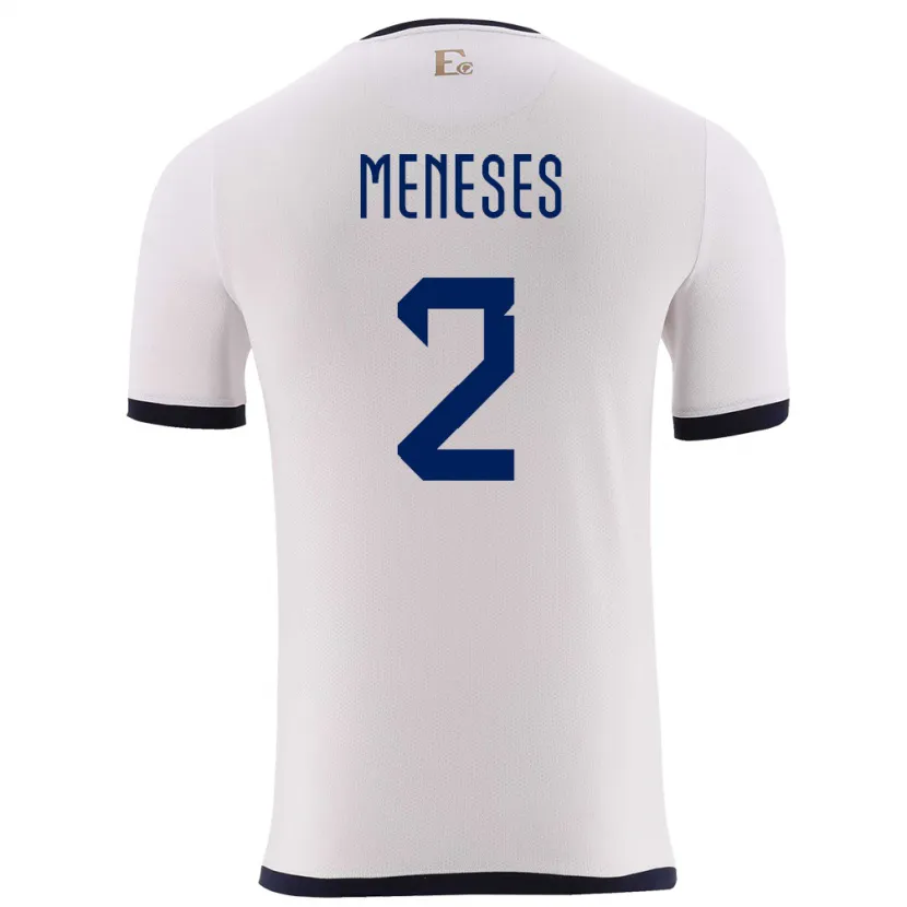 Danxen Hombre Camiseta Ecuador Randy Meneses #2 Blanco 2ª Equipación 24-26 La Camisa