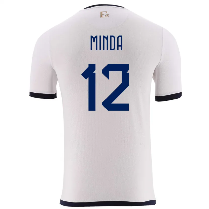 Danxen Hombre Camiseta Ecuador Ethan Minda #12 Blanco 2ª Equipación 24-26 La Camisa