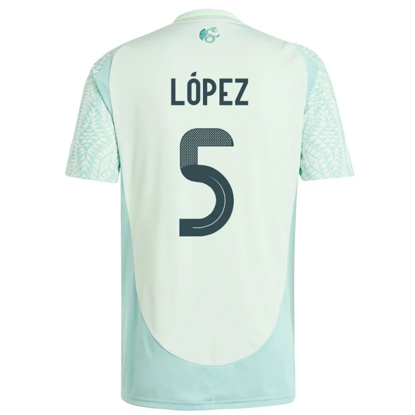 Danxen Hombre Camiseta México Jimena Lopez #5 Lino Verde 2ª Equipación 24-26 La Camisa