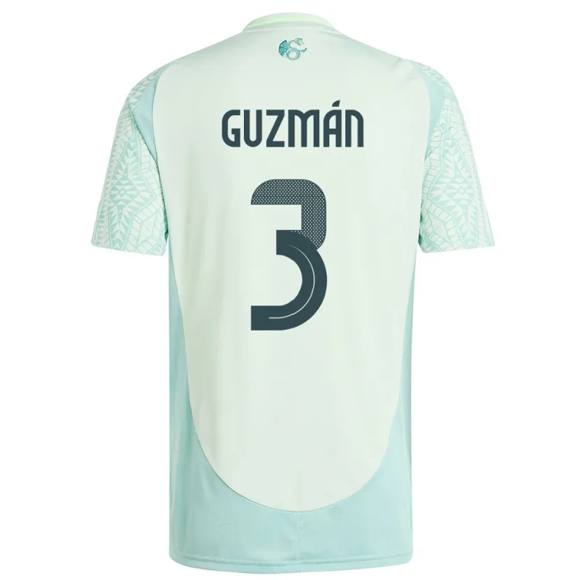 Danxen Hombre Camiseta México Victor Guzman #3 Lino Verde 2ª Equipación 24-26 La Camisa