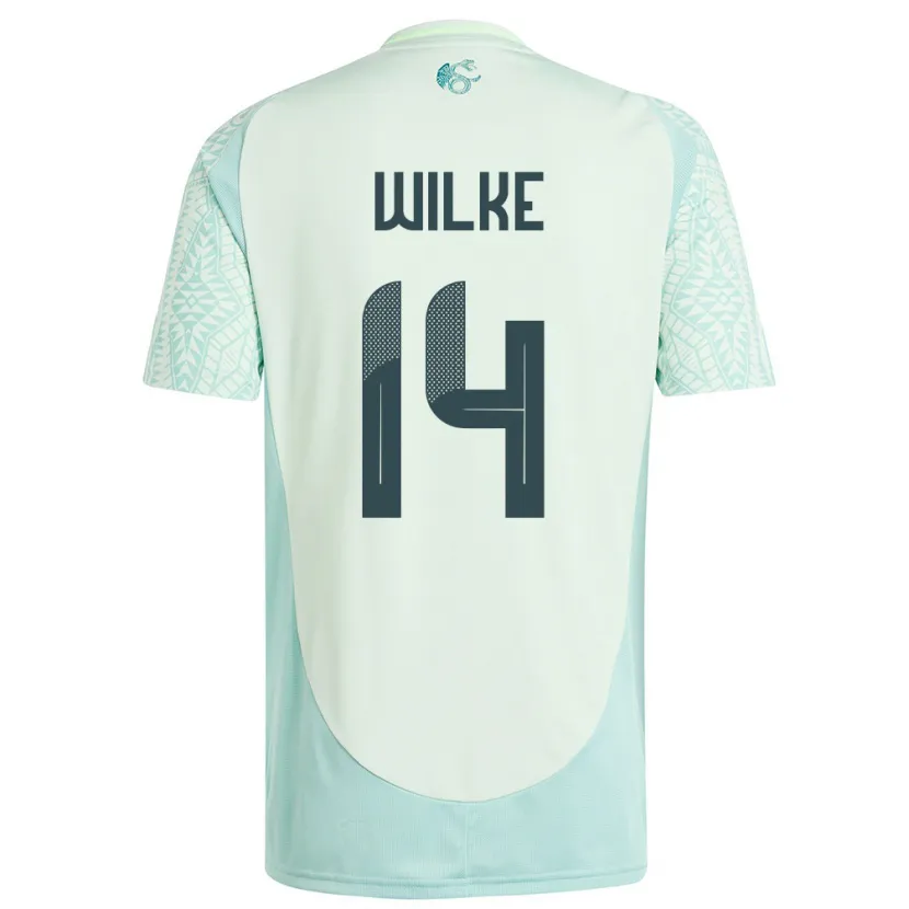 Danxen Hombre Camiseta México Teun Wilke #14 Lino Verde 2ª Equipación 24-26 La Camisa