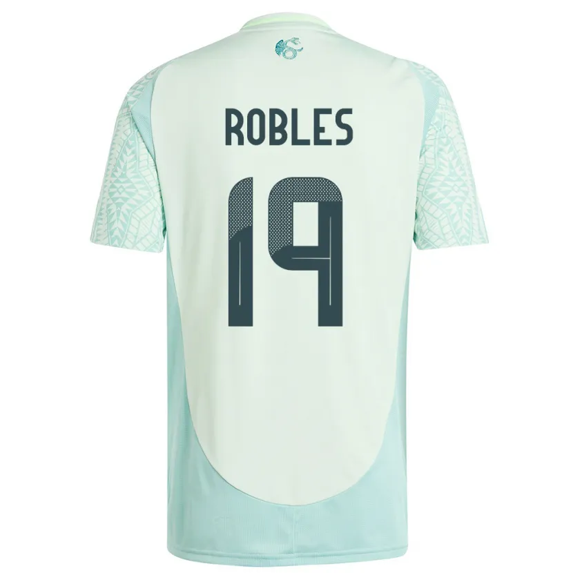 Danxen Hombre Camiseta México Angel Robles #19 Lino Verde 2ª Equipación 24-26 La Camisa