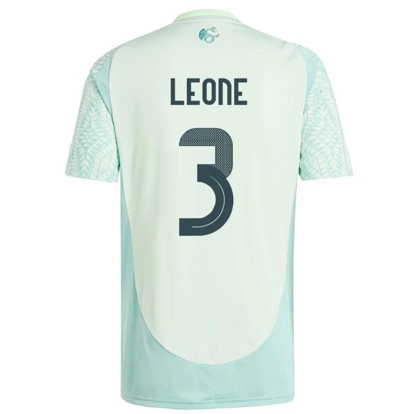 Danxen Hombre Camiseta México Antonio Leone #3 Lino Verde 2ª Equipación 24-26 La Camisa