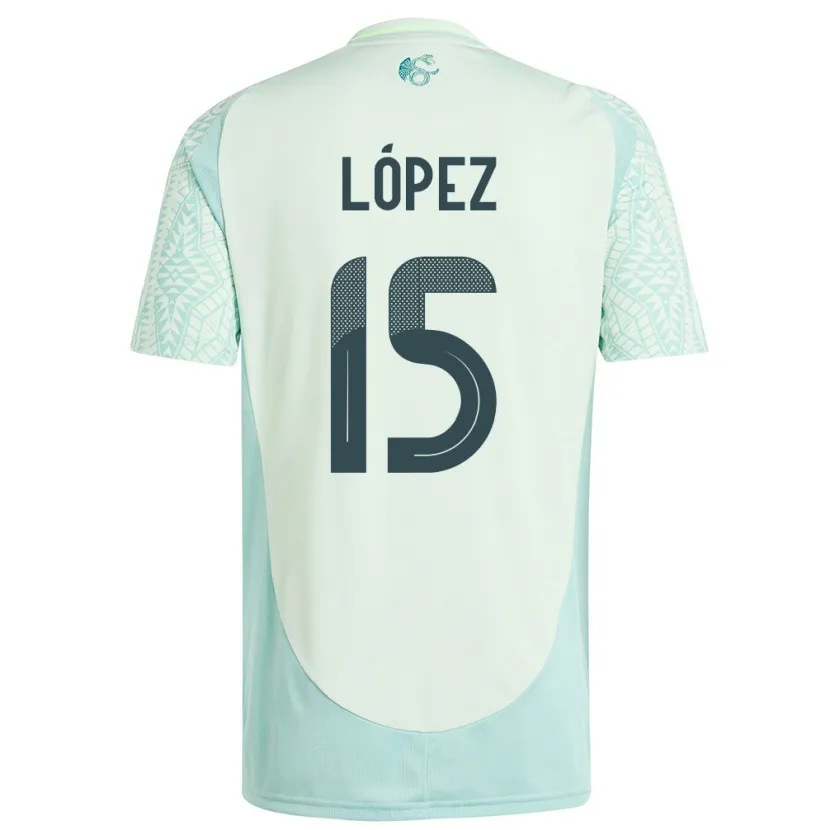Danxen Hombre Camiseta México Everardo Lopez #15 Lino Verde 2ª Equipación 24-26 La Camisa