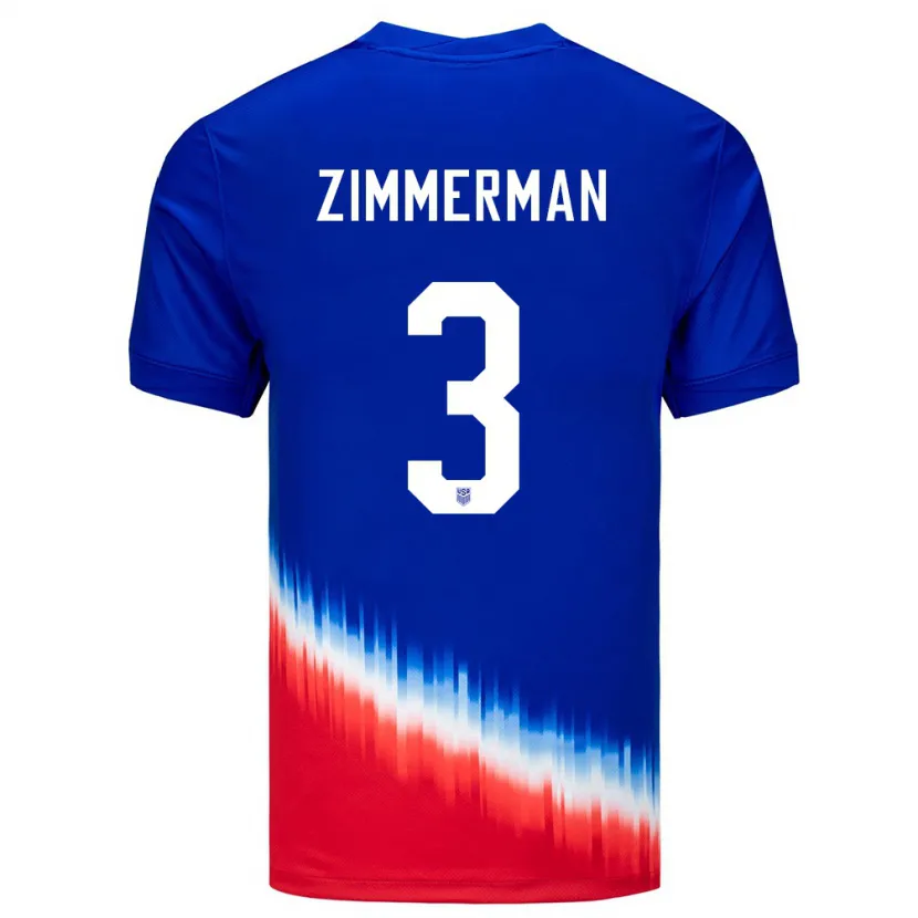 Danxen Hombre Camiseta Estados Unidos Walker Zimmerman #3 Azul 2ª Equipación 24-26 La Camisa