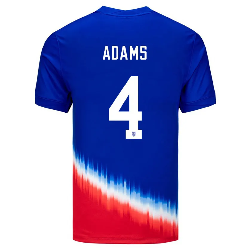 Danxen Hombre Camiseta Estados Unidos Tyler Adams #4 Azul 2ª Equipación 24-26 La Camisa