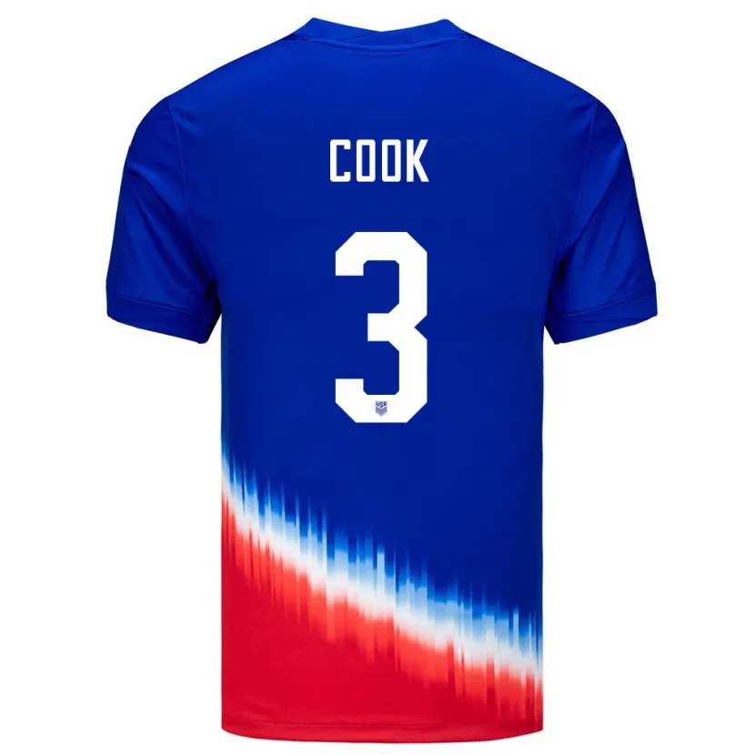 Danxen Hombre Camiseta Estados Unidos Alana Cook #3 Azul 2ª Equipación 24-26 La Camisa
