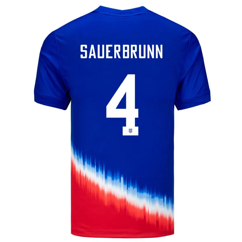 Danxen Hombre Camiseta Estados Unidos Becky Sauerbrunn #4 Azul 2ª Equipación 24-26 La Camisa