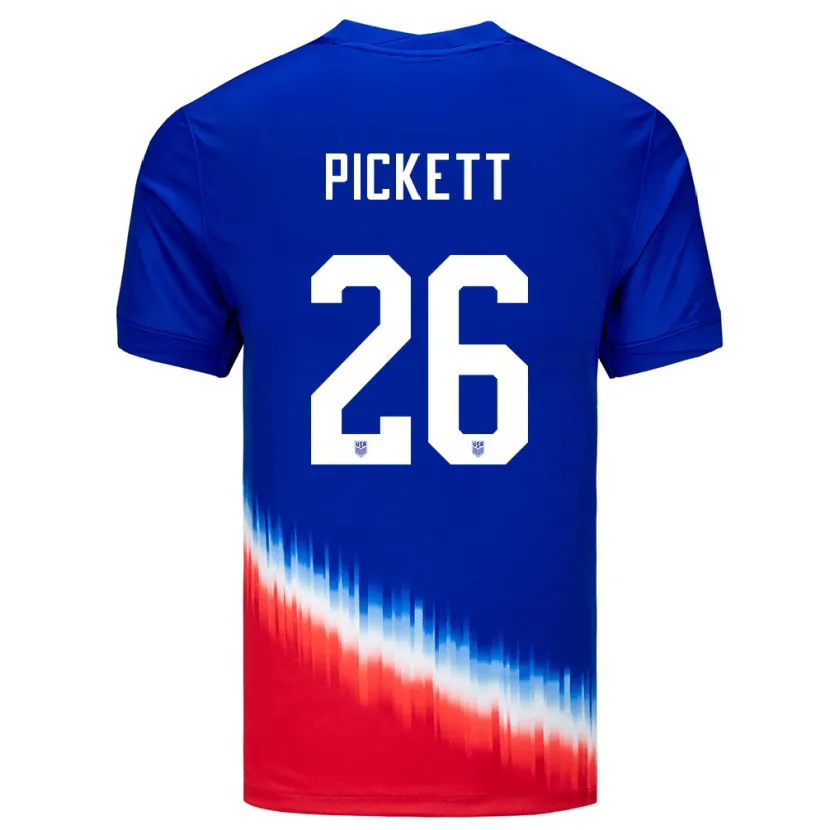 Danxen Hombre Camiseta Estados Unidos Carson Pickett #26 Azul 2ª Equipación 24-26 La Camisa