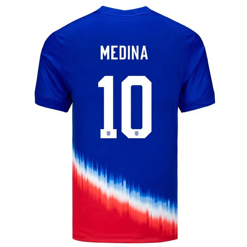 Danxen Hombre Camiseta Estados Unidos Cruz Medina #10 Azul 2ª Equipación 24-26 La Camisa
