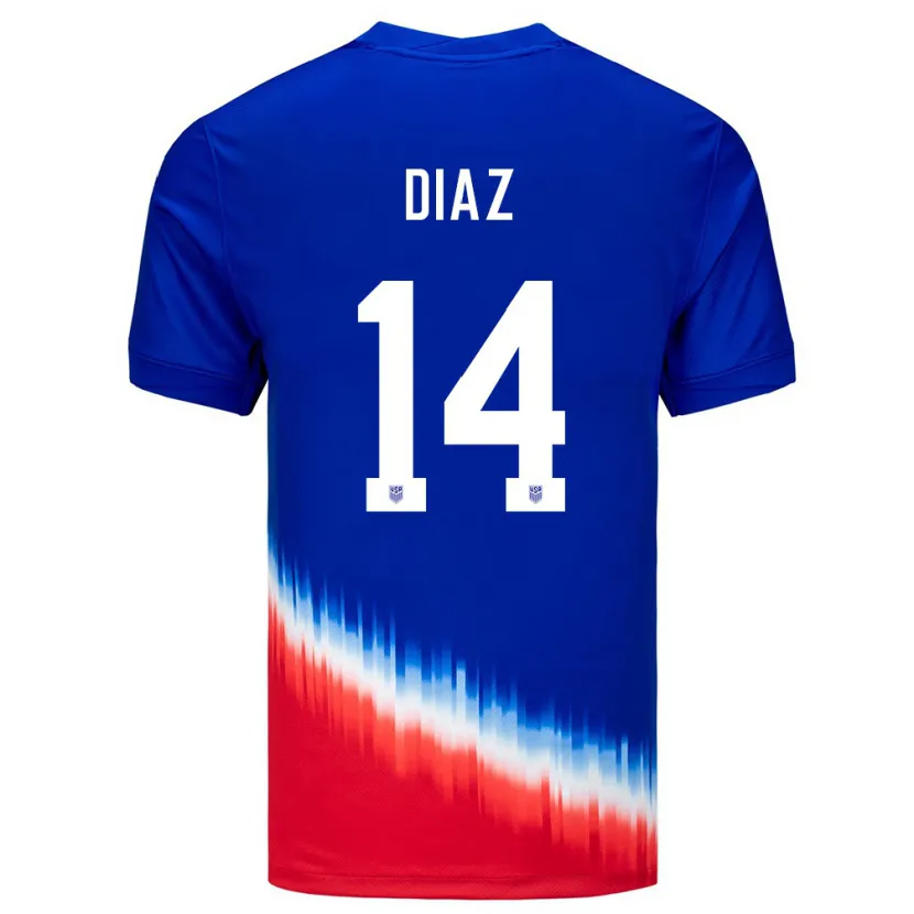 Danxen Hombre Camiseta Estados Unidos Christian Diaz #14 Azul 2ª Equipación 24-26 La Camisa