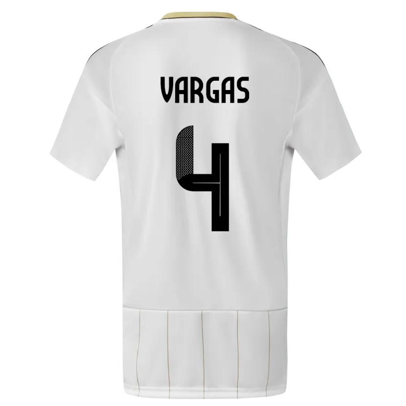 Danxen Hombre Camiseta Costa Rica Juan Pablo Vargas #4 Blanco 2ª Equipación 24-26 La Camisa