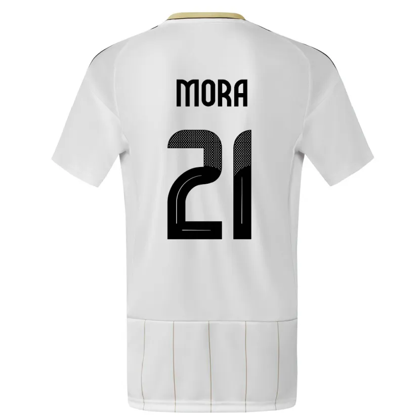 Danxen Hombre Camiseta Costa Rica Carlos Mora #21 Blanco 2ª Equipación 24-26 La Camisa