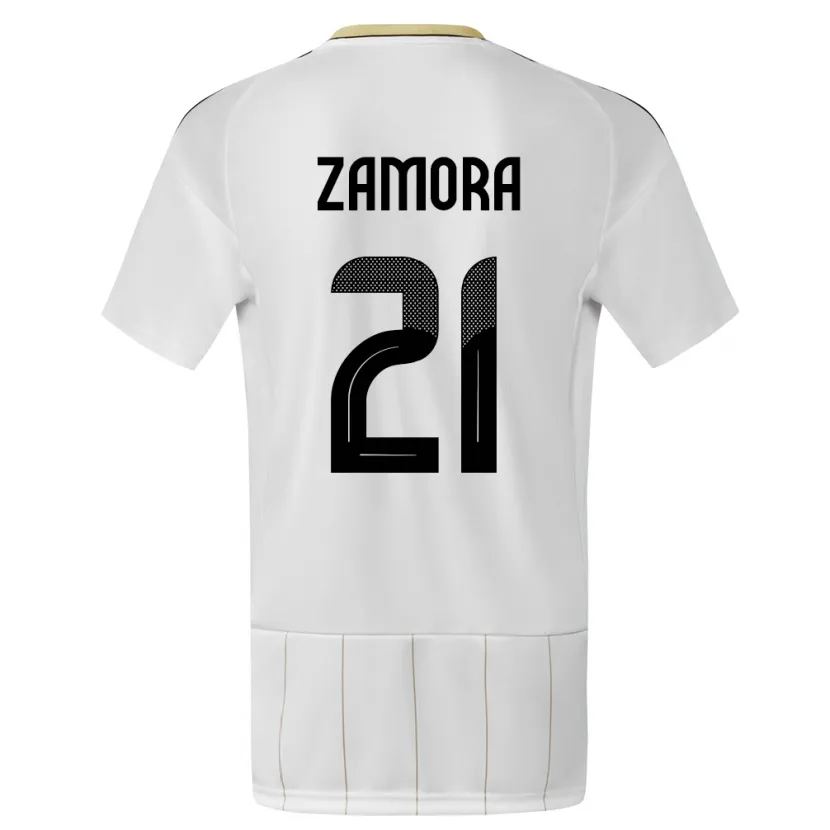 Danxen Hombre Camiseta Costa Rica Alvaro Zamora #21 Blanco 2ª Equipación 24-26 La Camisa
