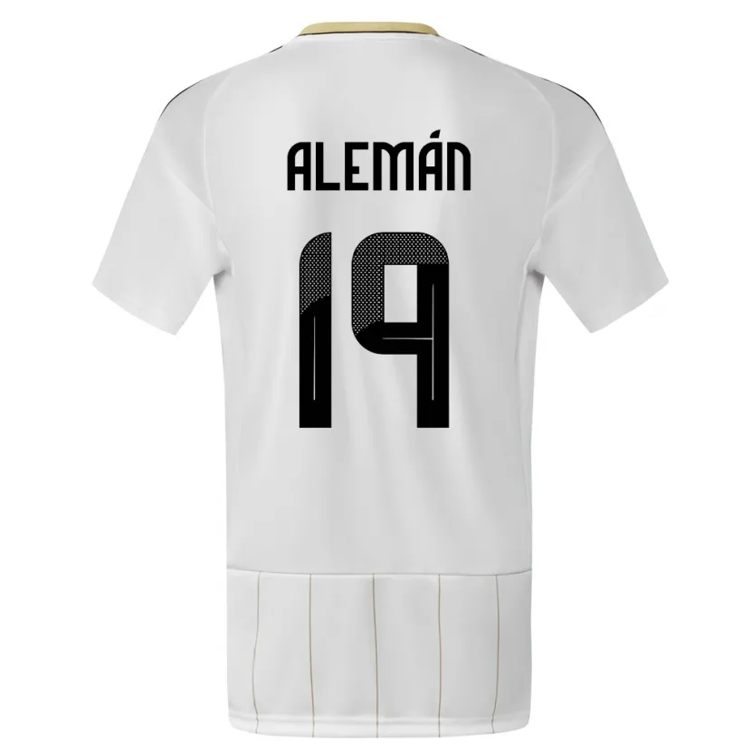 Danxen Hombre Camiseta Costa Rica Fabricio Aleman #19 Blanco 2ª Equipación 24-26 La Camisa