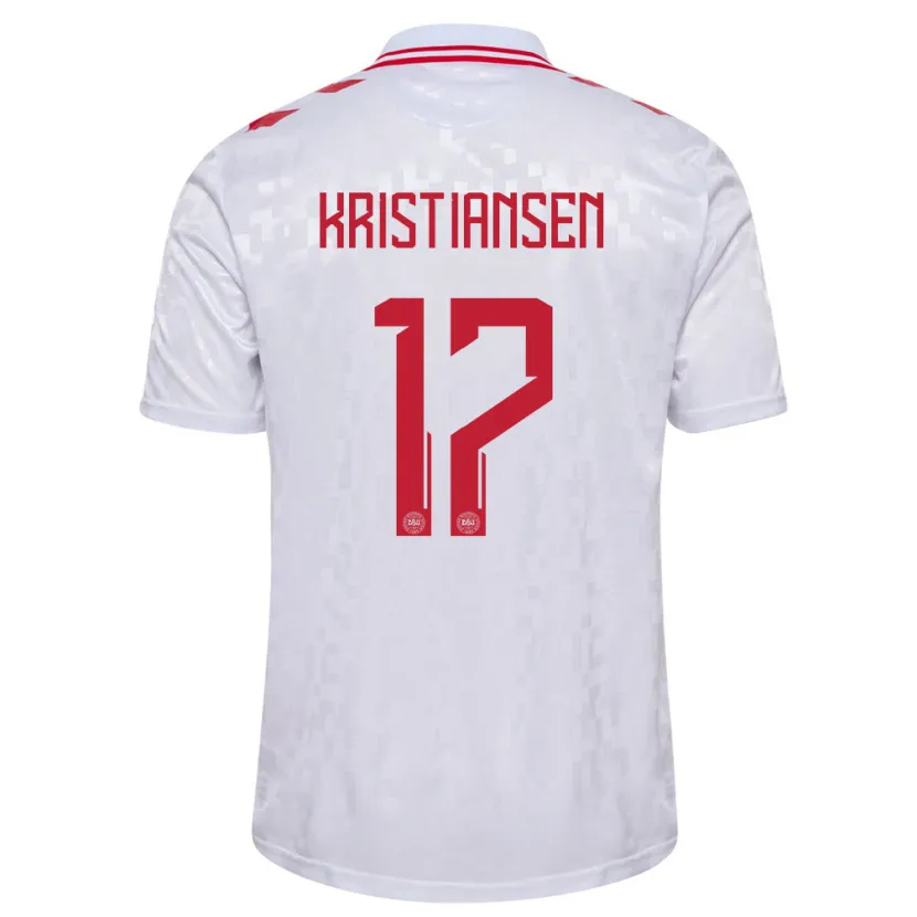 Danxen Hombre Camiseta Dinamarca Victor Kristiansen #17 Blanco 2ª Equipación 24-26 La Camisa