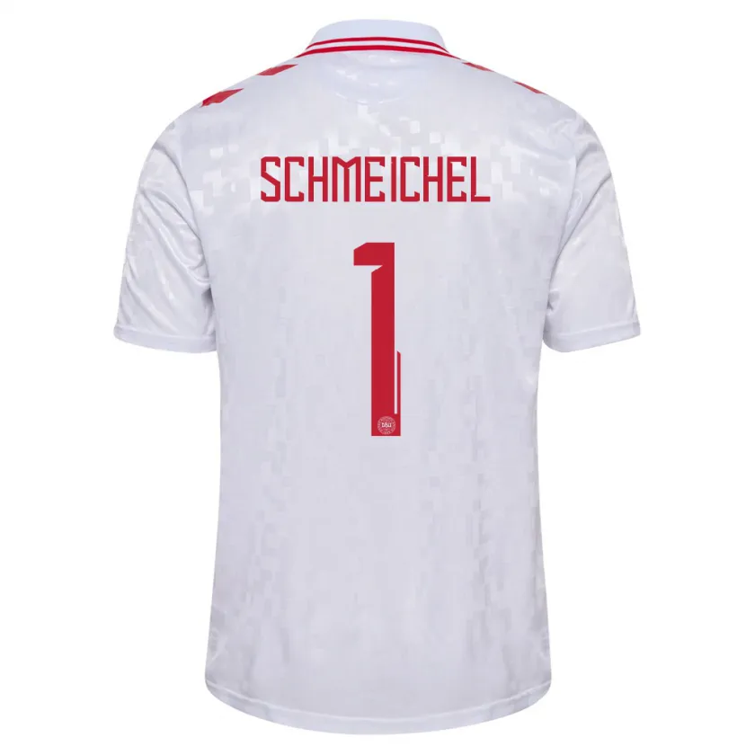 Danxen Hombre Camiseta Dinamarca Kasper Schmeichel #1 Blanco 2ª Equipación 24-26 La Camisa