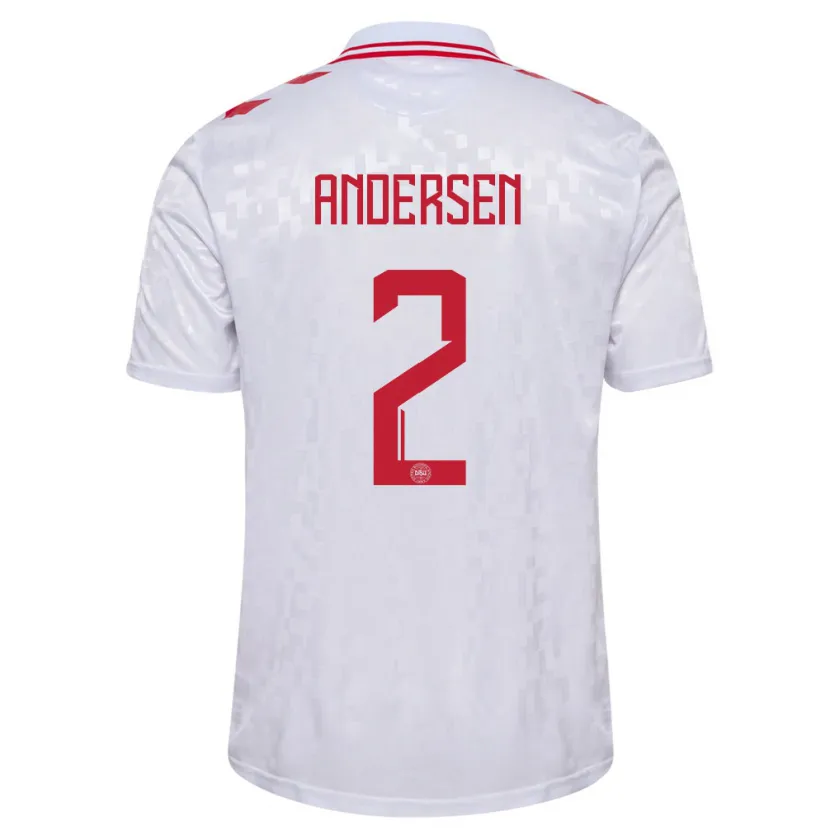 Danxen Hombre Camiseta Dinamarca Joachim Andersen #2 Blanco 2ª Equipación 24-26 La Camisa