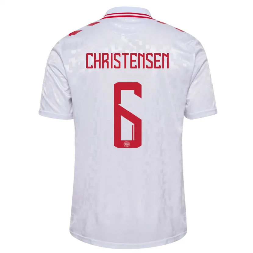Danxen Hombre Camiseta Dinamarca Andreas Christensen #6 Blanco 2ª Equipación 24-26 La Camisa