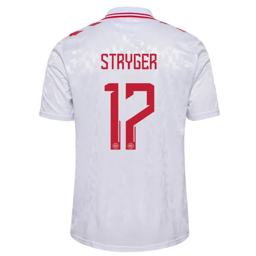 Danxen Hombre Camiseta Dinamarca Jens Stryger Larsen #17 Blanco 2ª Equipación 24-26 La Camisa