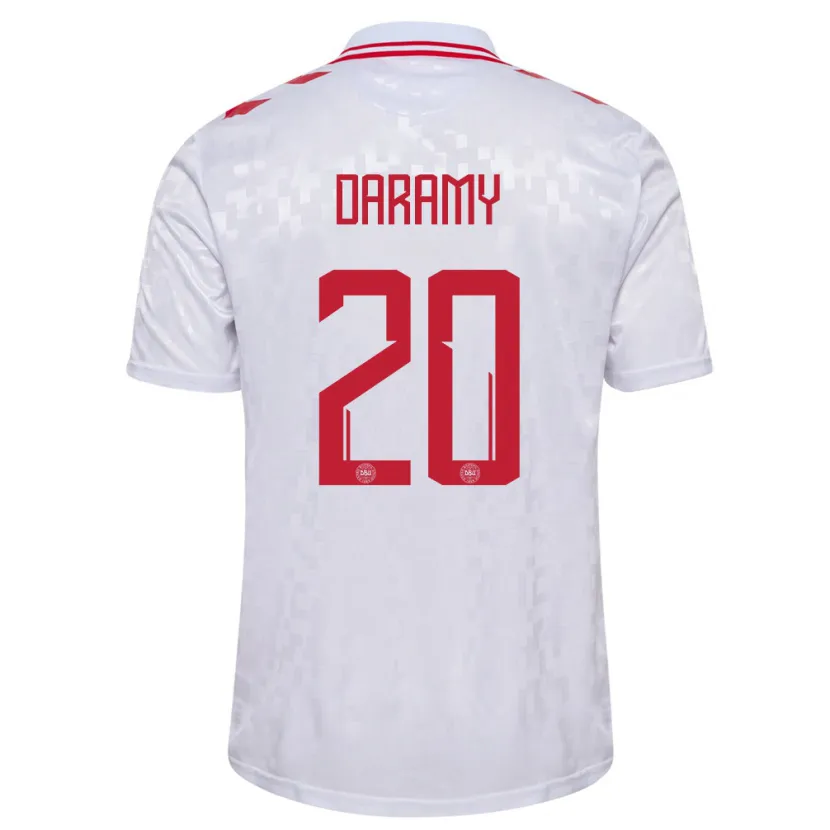 Danxen Hombre Camiseta Dinamarca Mohamed Daramy #20 Blanco 2ª Equipación 24-26 La Camisa