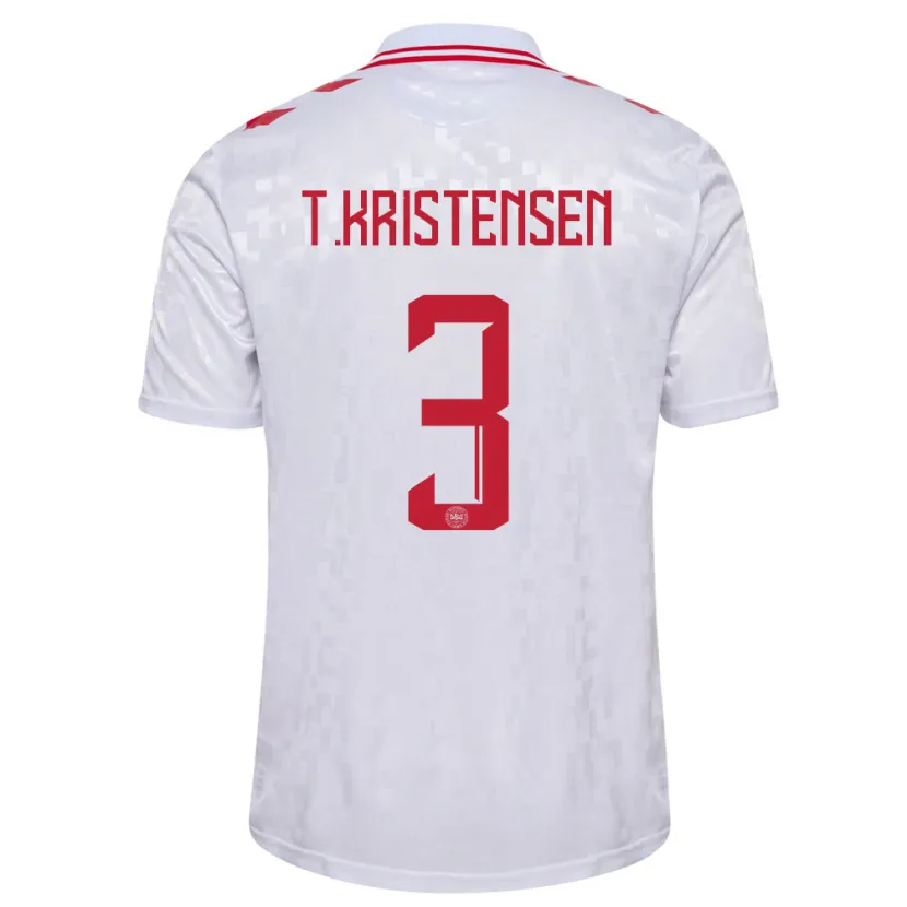 Danxen Hombre Camiseta Dinamarca Thomas Kristensen #3 Blanco 2ª Equipación 24-26 La Camisa