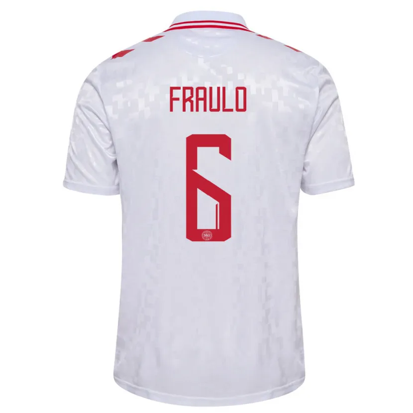 Danxen Hombre Camiseta Dinamarca Oscar Fraulo #6 Blanco 2ª Equipación 24-26 La Camisa