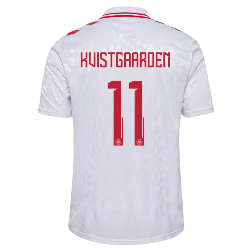 Danxen Hombre Camiseta Dinamarca Mathias Kvistgaarden #11 Blanco 2ª Equipación 24-26 La Camisa