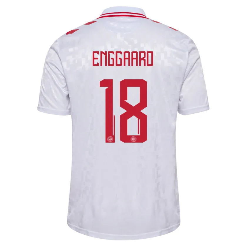 Danxen Hombre Camiseta Dinamarca Mads Enggaard #18 Blanco 2ª Equipación 24-26 La Camisa