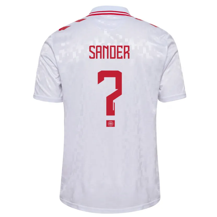 Danxen Hombre Camiseta Dinamarca Theo Sander #0 Blanco 2ª Equipación 24-26 La Camisa