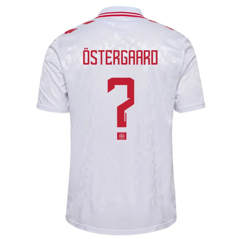 Danxen Hombre Camiseta Dinamarca Christian Östergaard #0 Blanco 2ª Equipación 24-26 La Camisa