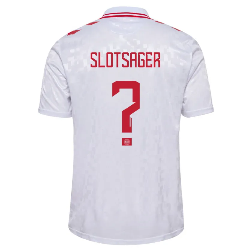 Danxen Hombre Camiseta Dinamarca Tobias Slotsager #0 Blanco 2ª Equipación 24-26 La Camisa