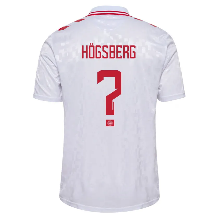 Danxen Hombre Camiseta Dinamarca Lucas Högsberg #0 Blanco 2ª Equipación 24-26 La Camisa