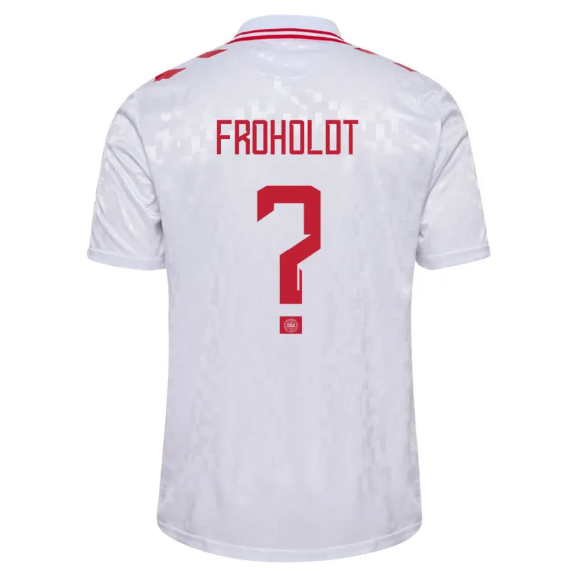 Danxen Hombre Camiseta Dinamarca Victor Froholdt #0 Blanco 2ª Equipación 24-26 La Camisa