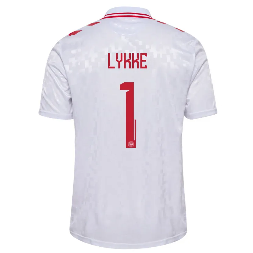 Danxen Hombre Camiseta Dinamarca William Lykke #1 Blanco 2ª Equipación 24-26 La Camisa