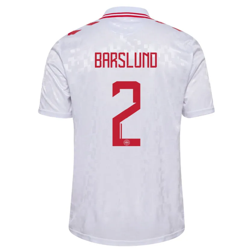 Danxen Hombre Camiseta Dinamarca Kaare Barslund #2 Blanco 2ª Equipación 24-26 La Camisa