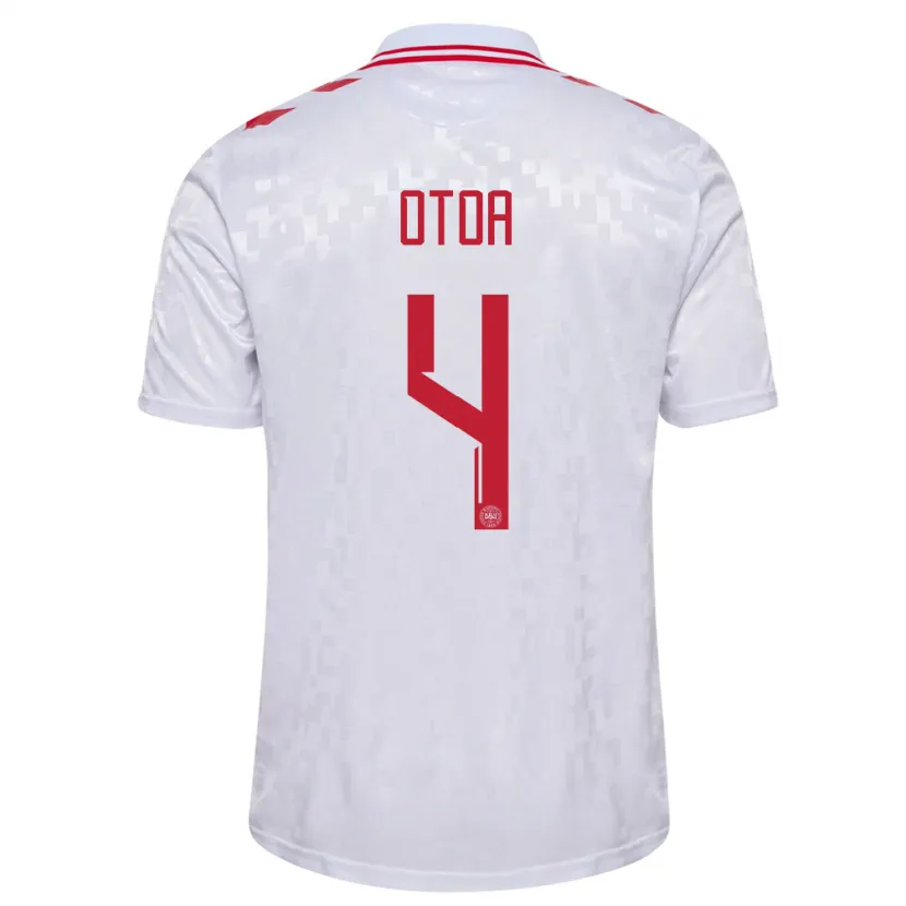 Danxen Hombre Camiseta Dinamarca Sebastian Otoa #4 Blanco 2ª Equipación 24-26 La Camisa
