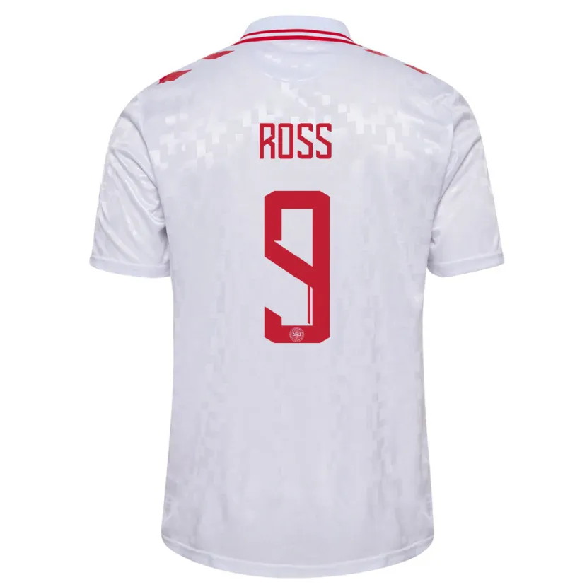 Danxen Hombre Camiseta Dinamarca Oliver Ross #9 Blanco 2ª Equipación 24-26 La Camisa
