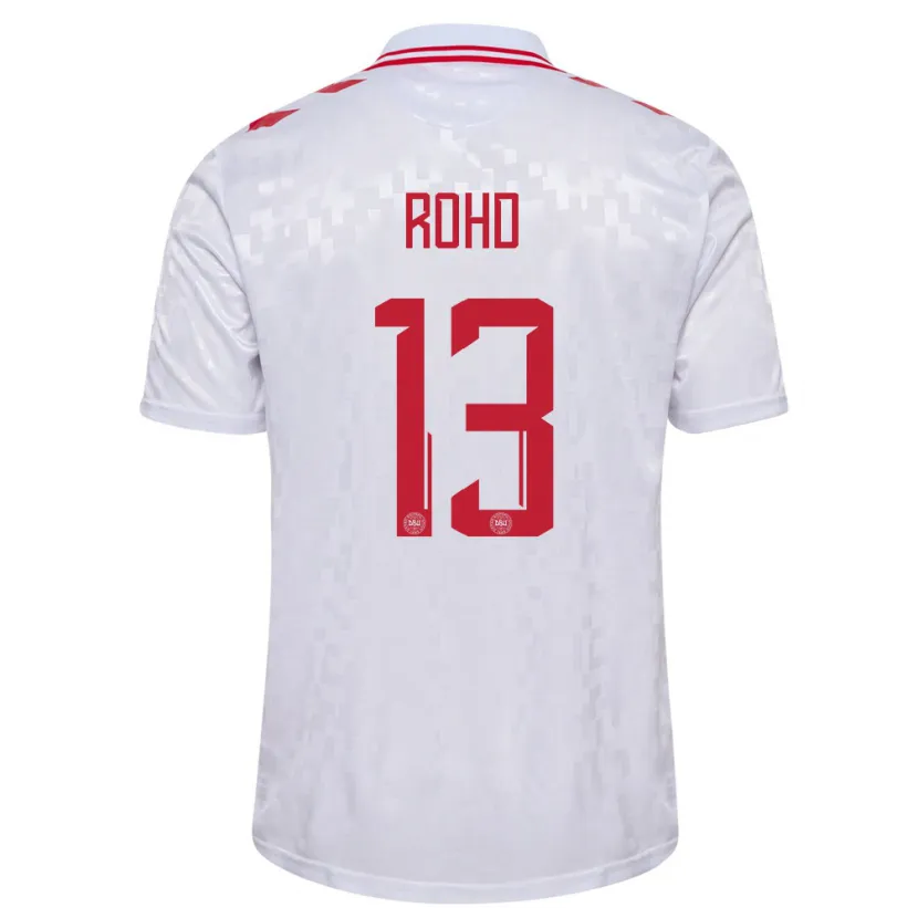 Danxen Hombre Camiseta Dinamarca Emil Rohd #13 Blanco 2ª Equipación 24-26 La Camisa