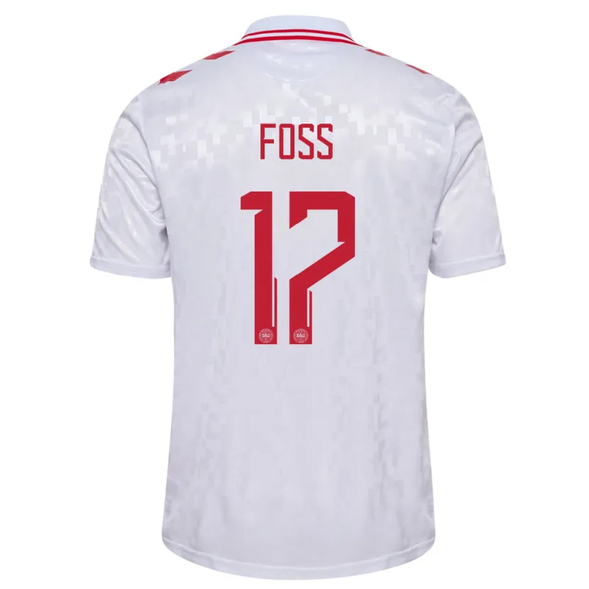 Danxen Hombre Camiseta Dinamarca Jonathan Foss #17 Blanco 2ª Equipación 24-26 La Camisa