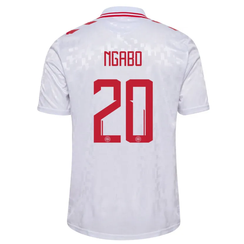 Danxen Hombre Camiseta Dinamarca Sanders Ngabo #20 Blanco 2ª Equipación 24-26 La Camisa